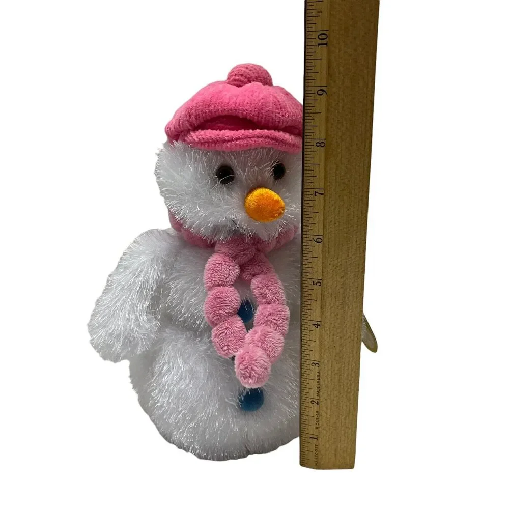 NWT Aurora Frostbite the Snowman Plush Stuffed Animal pink hat scarf